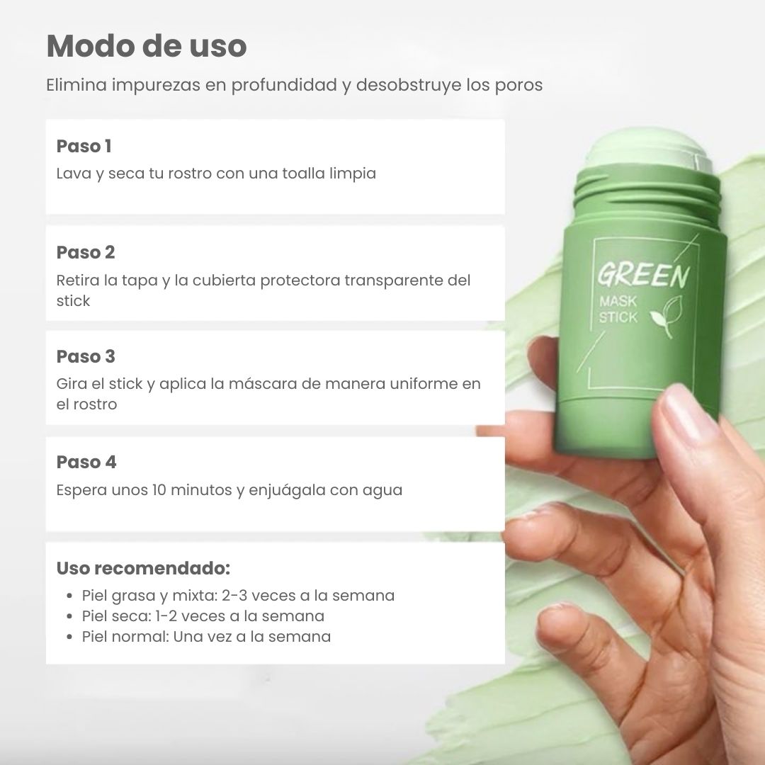 Mascarilla facial de Té Verde para piel limpia y hidratada